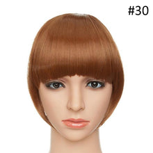 Load image into Gallery viewer, Women Clip In Hair Bangs Hairpiece Clip In Hair Extension Synthetic Hair Extension Blunt Bangs Fake Bangs For Women Flat Neat Bangs With Temples For Women One Piece Hairpiece