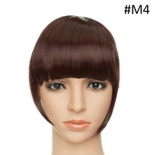 Load image into Gallery viewer, Women Clip In Hair Bangs Hairpiece Clip In Hair Extension Synthetic Hair Extension Blunt Bangs Fake Bangs For Women Flat Neat Bangs With Temples For Women One Piece Hairpiece