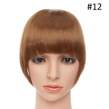 Load image into Gallery viewer, Women Clip In Hair Bangs Hairpiece Clip In Hair Extension Synthetic Hair Extension Blunt Bangs Fake Bangs For Women Flat Neat Bangs With Temples For Women One Piece Hairpiece