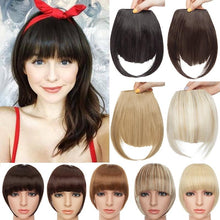 Load image into Gallery viewer, Women Clip In Hair Bangs Hairpiece Clip In Hair Extension Synthetic Hair Extension Blunt Bangs Fake Bangs For Women Flat Neat Bangs With Temples For Women One Piece Hairpiece