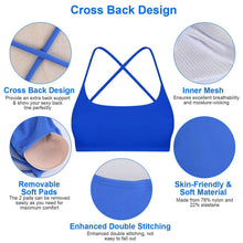 Load image into Gallery viewer, Women Cross Back Sport Bras Padded with Removable Pads Thin Straps