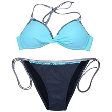 Load image into Gallery viewer, Women Cute Large Swimsuits Push Up Bikini Women Triangle Push Up Bikini Set Molded Bra Swimsuit Women's Plus Size Swimwear Beach Wear Bikinis Female Bathing Suit Swimming Suits
