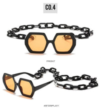 Load image into Gallery viewer, Women Elegant Design Sunglasses Stylish Fashionable Square Shape Sunglasses For Women Latest Unique Chain Style Sun Glasses For Female New Different Shades Large Frame Eyewear