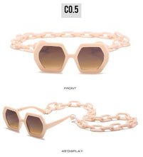 Load image into Gallery viewer, Women Elegant Design Sunglasses Stylish Fashionable Square Shape Sunglasses For Women Latest Unique Chain Style Sun Glasses For Female New Different Shades Large Frame Eyewear