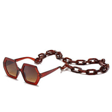 Load image into Gallery viewer, Women Elegant Design Sunglasses Stylish Fashionable Square Shape Sunglasses For Women Latest Unique Chain Style Sun Glasses For Female New Different Shades Large Frame Eyewear