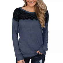 Load image into Gallery viewer, Women Fashion Black Lace Top Long Sleeve Elegant Casual Sweatshirt Blouse