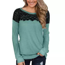 Load image into Gallery viewer, Women Fashion Black Lace Top Long Sleeve Elegant Casual Sweatshirt Blouse