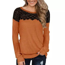 Load image into Gallery viewer, Women Fashion Black Lace Top Long Sleeve Elegant Casual Sweatshirt Blouse