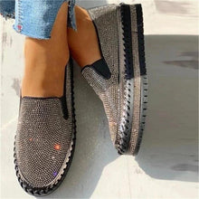 Load image into Gallery viewer, Women Flat Glitter Espadrilles Casual Female Mesh Lace Up Platform Comfortable Vulcanized Shoes Unisex Flat Memory Foam Cushioned Insole Casual Slip-On Loafers Shoes