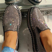 Load image into Gallery viewer, Women Flat Glitter Espadrilles Casual Female Mesh Lace Up Platform Comfortable Vulcanized Shoes Unisex Flat Memory Foam Cushioned Insole Casual Slip-On Loafers Shoes