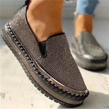 Load image into Gallery viewer, Women Flat Glitter Espadrilles Casual Female Mesh Lace Up Platform Comfortable Vulcanized Shoes Unisex Flat Memory Foam Cushioned Insole Casual Slip-On Loafers Shoes