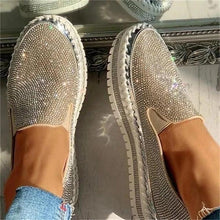 Load image into Gallery viewer, Women Flat Glitter Espadrilles Casual Female Mesh Lace Up Platform Comfortable Vulcanized Shoes Unisex Flat Memory Foam Cushioned Insole Casual Slip-On Loafers Shoes