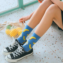 Load image into Gallery viewer, Women Funny Socks Spring Autumn Cartoon Socks Avocado Lemon Watermelon Peach Strawberry Banana Casual Socks Combed Out Of Cotton Soft Socks For Men And Women
