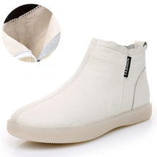 Load image into Gallery viewer, Women Genuine Leather Ankle Boots Warm Fur Waterproof Slip On Super Comfortable Booties Autumn Winter Shoes Keep Warm Anti-Slip Soft Sole Warm Fur Lined Winter Ankle Booties