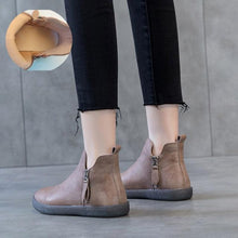 Load image into Gallery viewer, Women Genuine Leather Ankle Boots Warm Fur Waterproof Slip On Super Comfortable Booties Autumn Winter Shoes Keep Warm Anti-Slip Soft Sole Warm Fur Lined Winter Ankle Booties