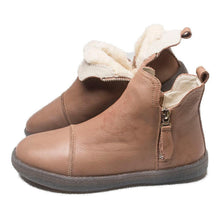 Load image into Gallery viewer, Women Genuine Leather Ankle Boots Warm Fur Waterproof Slip On Super Comfortable Booties Autumn Winter Shoes Keep Warm Anti-Slip Soft Sole Warm Fur Lined Winter Ankle Booties