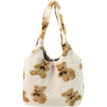 Load image into Gallery viewer, Women Girls Cute Bear Plush Shoulder Bag Large Tote