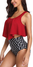 Load image into Gallery viewer, Women High Waist Bikini Plus Size Swimwear Summer Swimsuit Beach Bathing Suit Ruffle Bikini Floral Printed Ruffle High Waist Bikini Set Women's Tummy Control Bathing Suit Swimsuit Flounce Peplum