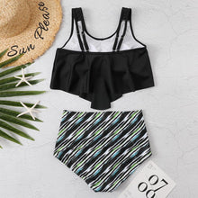 Load image into Gallery viewer, Women High Waist Bikini Plus Size Swimwear Summer Swimsuit Beach Bathing Suit Ruffle Bikini Floral Printed Ruffle High Waist Bikini Set Women's Tummy Control Bathing Suit Swimsuit Flounce Peplum