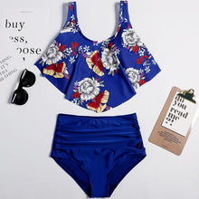 Load image into Gallery viewer, Women High Waist Bikini Plus Size Swimwear Summer Swimsuit Beach Bathing Suit Ruffle Bikini Floral Printed Ruffle High Waist Bikini Set Women's Tummy Control Bathing Suit Swimsuit Flounce Peplum