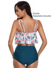 Load image into Gallery viewer, Women High Waist Bikini Plus Size Swimwear Summer Swimsuit Beach Bathing Suit Ruffle Bikini Floral Printed Ruffle High Waist Bikini Set Women's Tummy Control Bathing Suit Swimsuit Flounce Peplum