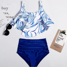 Load image into Gallery viewer, Women High Waist Bikini Plus Size Swimwear Summer Swimsuit Beach Bathing Suit Ruffle Bikini Floral Printed Ruffle High Waist Bikini Set Women's Tummy Control Bathing Suit Swimsuit Flounce Peplum