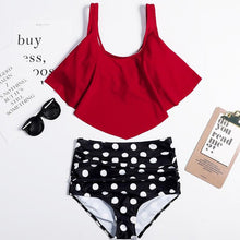 Load image into Gallery viewer, Women High Waist Bikini Plus Size Swimwear Summer Swimsuit Beach Bathing Suit Ruffle Bikini Floral Printed Ruffle High Waist Bikini Set Women's Tummy Control Bathing Suit Swimsuit Flounce Peplum