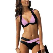 Load image into Gallery viewer, Women High Waist Bikini Swimsuit Swimwear Women's 2 Piece Swimsuits Scoop Neck High Waist Bikini Set Female Elegant Bikini Comfortable Swimming Set Large Size Bathing Suit