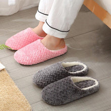 Load image into Gallery viewer, Women Indoor Slippers Warm Plush Home Slipper Autumn Winter Woman House Flat Floor Soft Slipper Silent Slides Plush Fleece Insole Fluffy Slippers For Indoor Home Bedroom