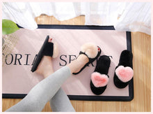 Load image into Gallery viewer, Women Indoor Warm Home Slippers Bedroom Cute Heart Pattern Non-slip Soft Comfort Plush House Heart Slippers Women Cute Fluffy Soft Sole Plush For House Indoor Outdoor Memory Foam Open Toe Slippers