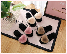 Load image into Gallery viewer, Women Indoor Warm Home Slippers Bedroom Cute Heart Pattern Non-slip Soft Comfort Plush House Heart Slippers Women Cute Fluffy Soft Sole Plush For House Indoor Outdoor Memory Foam Open Toe Slippers