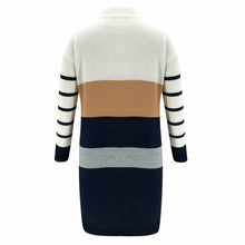 Load image into Gallery viewer, Women Knit Cowl Turtleneck Stripe Sweater Dress Long Sleeve Pullover Mini Dress