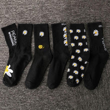 Load image into Gallery viewer, Women Korea Funny Socks Long Socks Black Cool Socks Harajuku GD Hip Hop Cotton Skateboard Socks Men New Trend Daisy Socks Men