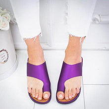 Load image into Gallery viewer, Women Leather Shoes Comfy Platform Flat Sole Casual Soft Big Toe Foot Sandal Flat Sole Casual Soft Toe Ring Unique Sandal Modern Summer Beach Shoes
