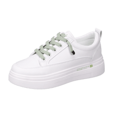 Load image into Gallery viewer, Women Leather Sneakers Fashion Breathble Vulcanized Shoes Women Casual Shoes White Modern Women Sneakers Flats Girl Breathble Shoes Lace Up Modern White Walking Sneakers