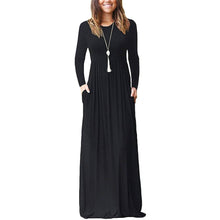 Load image into Gallery viewer, Women Long Sleeve Loose Plain Maxi Dresses Casual Long Dresses with Pockets