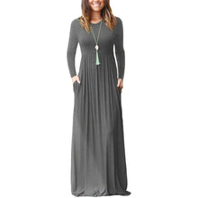 Load image into Gallery viewer, Women Long Sleeve Loose Plain Maxi Dresses Casual Long Dresses with Pockets