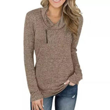 Load image into Gallery viewer, Women Long Sleeve V-Neck Size Zipper Collar Pullover Tunic Tops