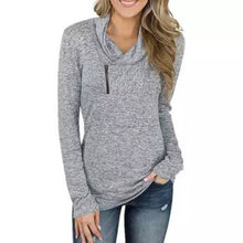 Load image into Gallery viewer, Women Long Sleeve V-Neck Size Zipper Collar Pullover Tunic Tops