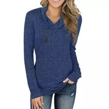 Load image into Gallery viewer, Women Long Sleeve V-Neck Size Zipper Collar Pullover Tunic Tops