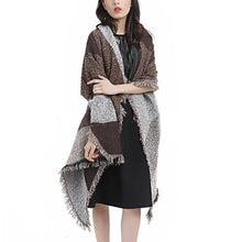 Load image into Gallery viewer, Women Long Soft Knitted Shawl Extra Thick Plaid Blanket Wrap Cape