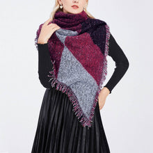 Load image into Gallery viewer, Women Long Soft Knitted Shawl Extra Thick Plaid Blanket Wrap Cape