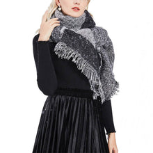 Load image into Gallery viewer, Women Long Soft Knitted Shawl Extra Thick Plaid Blanket Wrap Cape
