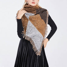 Load image into Gallery viewer, Women Long Soft Knitted Shawl Extra Thick Plaid Blanket Wrap Cape