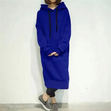 Load image into Gallery viewer, Women Loose Long Hoodie Casual Solid Color Hooded Sweatshirts Student's Autumn Winter Baggy Pullover Oversized Sweatshirt Dress