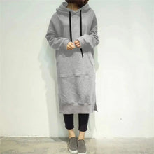 Load image into Gallery viewer, Women Loose Long Hoodie Casual Solid Color Hooded Sweatshirts Student's Autumn Winter Baggy Pullover Oversized Sweatshirt Dress