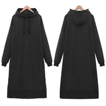 Load image into Gallery viewer, Women Loose Long Hoodie Casual Solid Color Hooded Sweatshirts Student's Autumn Winter Baggy Pullover Oversized Sweatshirt Dress
