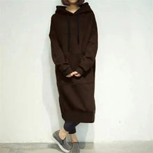 Load image into Gallery viewer, Women Loose Long Hoodie Casual Solid Color Hooded Sweatshirts Student's Autumn Winter Baggy Pullover Oversized Sweatshirt Dress