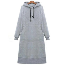 Load image into Gallery viewer, Women Loose Long Hoodie Casual Solid Color Hooded Sweatshirts Student's Autumn Winter Baggy Pullover Oversized Sweatshirt Dress