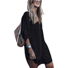 Load image into Gallery viewer, Women Loose Long Sleeve Swimsuit Cover Ups Button Down Beach Shirt